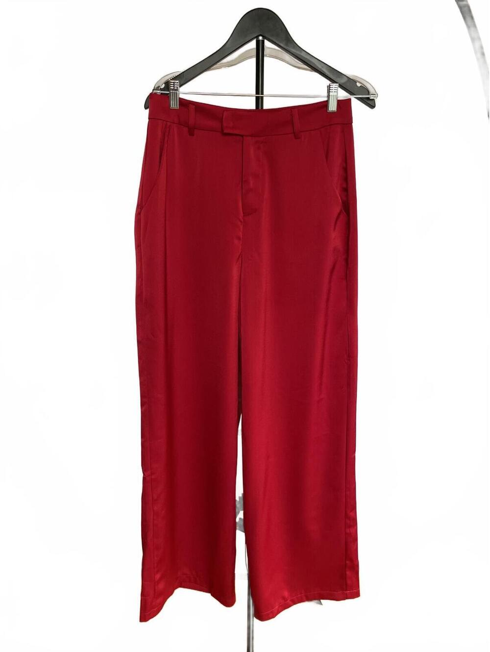 Lulu's Red Satin Wide Leg Pant Size Large